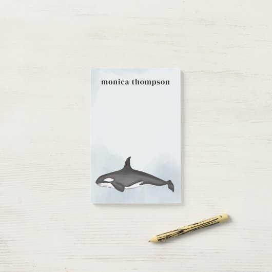 Modern Elegant Waterverf Orca Killer Whale Post-it® Notes (Op bureau)