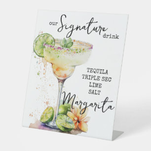 Modern Elegant Waterverf Signature Drink Sign Reclamebord Met Voetstuk