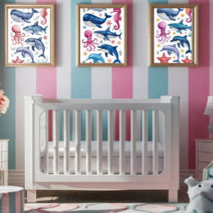 Modern elegant waterverf Zee 3 Poster