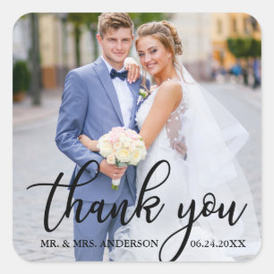 Modern Elegant Weddenschap Foto van Bride Groom Vierkante Sticker