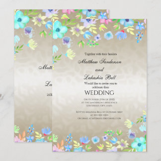 Modern Elegant Weddenschap met Blauwgroen bloemen Kaart