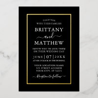 Modern Elegant Wedding Black White Gold Foil