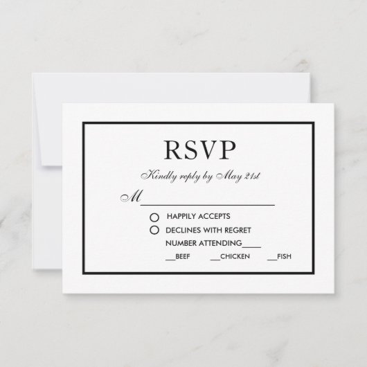 Modern Elegant Wedding Black & White RSVP MB (Voorkant)