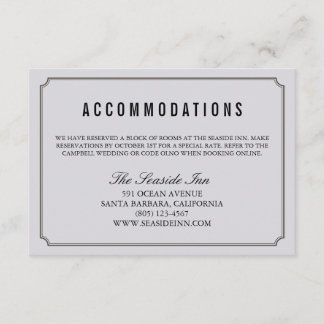 Modern Elegant Wedding Hotel Accomodation Card Informatiekaartje