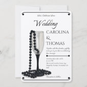 Modern Elegant Wedding Invitation Black Pearl (Devant)
