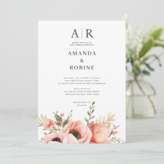 Modern Elegant Wedding Invitation Kaart (Staand voorkant)