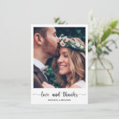 Modern Elegant Wedding Love and Bedankt Photo Card (Staand voorkant)