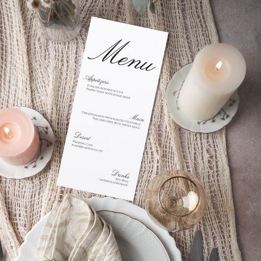 Modern Elegant Wedding Menu Card