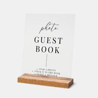 Modern Elegant Wedding Photo Guestbook Acryl Bord
