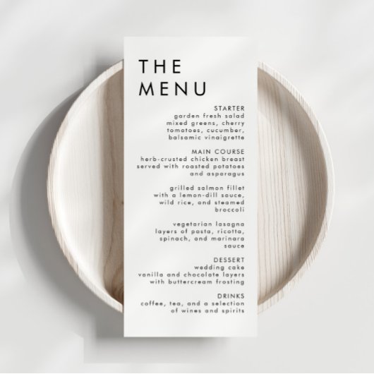 Modern Elegant Wedding Reception Menu
