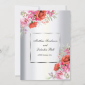 Modern Elegant Wedding Red Roses Uitnodiging (Achterkant)