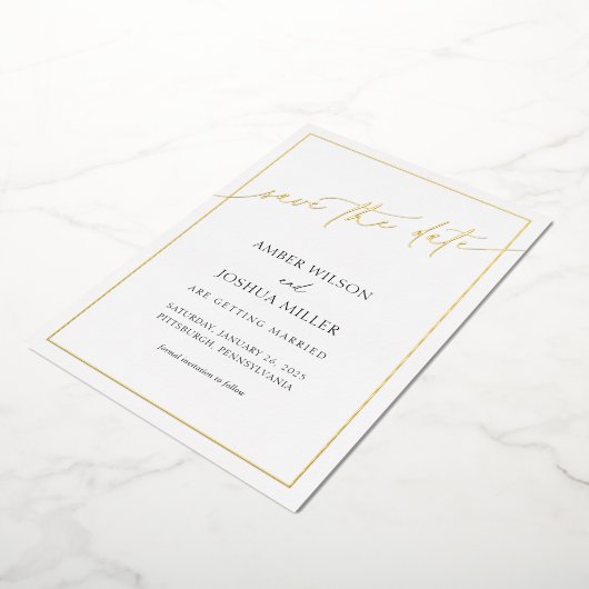 Modern Elegant Wedding Save the Date Folie Folie Uitnodiging (Gedraaid)
