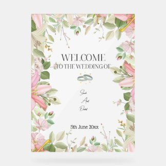 Modern Elegant Wedding Welkom Acryl Bord