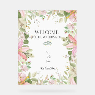 Modern Elegant Wedding Welkom Acryl Bord