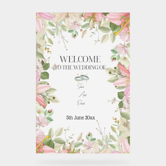 Modern Elegant Wedding Welkom Acryl Bord (Voorkant)