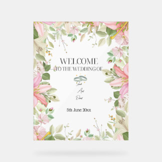 Modern Elegant Wedding Welkom Acryl Bord