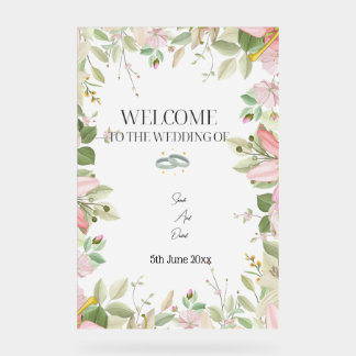 Modern Elegant Wedding Welkom Acryl Bord