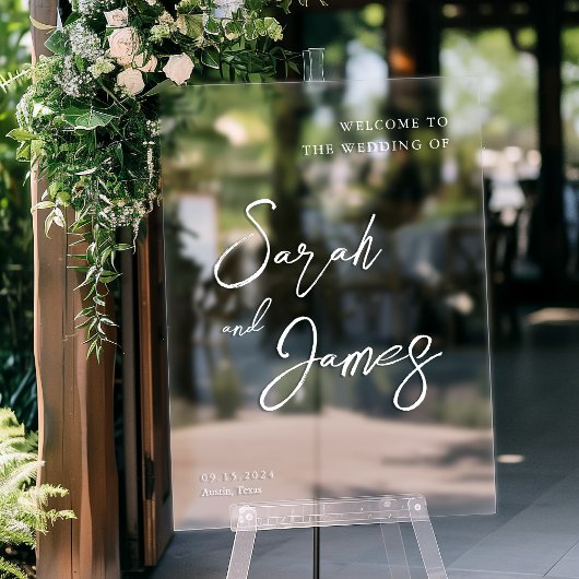 Modern Elegant Wedding Welkom Acryl Bord