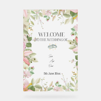 Modern Elegant Wedding Welkom Acryl Bord