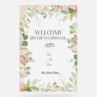 Modern Elegant Wedding Welkom Acryl Bord