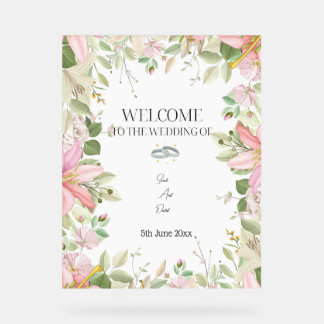 Modern Elegant Wedding Welkom Acryl Bord