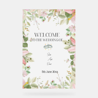 Modern Elegant Wedding Welkom Acryl Bord