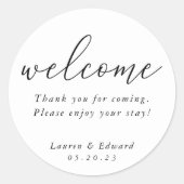 Modern Elegant Wedding Welkom Ronde Sticker (Voorkant)