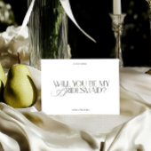 Modern Elegant White Bridesmaid Proposal Card Kaart