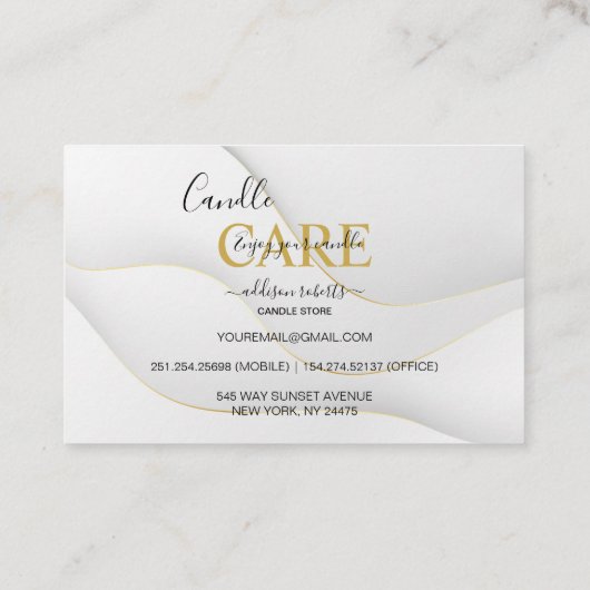 Modern Elegant White en Gold Visitekaartje (Achterkant)