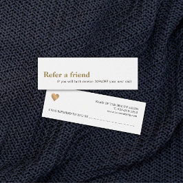 Modern Elegant White Faux Gold Beauty Referral Mini Visitekaartjes