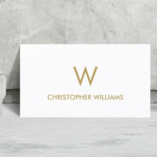 Modern Elegant White Faux Gold Monogram Attorney Visitekaartje