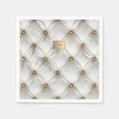 Modern Elegant White Leather Tufted Gold Servet (Voorkant)
