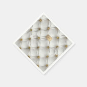 Modern Elegant White Leather Tufted Gold Servet (Hoek)