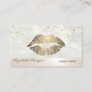 Modern Elegant White Marble, Confetti, Lips Visitekaartje