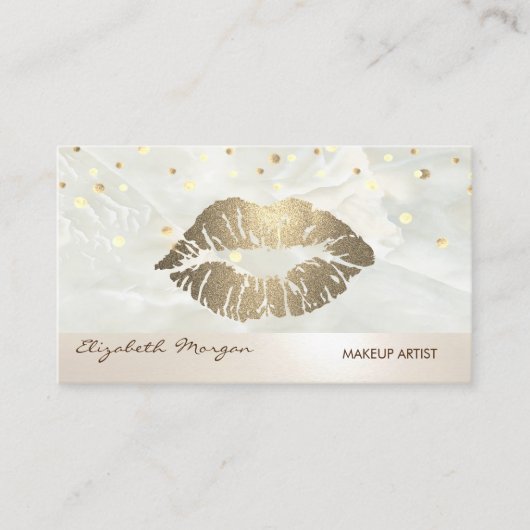 Modern Elegant White Marble, Confetti, Lips Visitekaartje (Voorkant)
