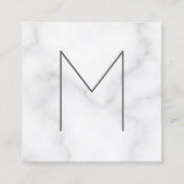 Modern Elegant White Marble Monogram Vierkante Visitekaartje (Voorkant)