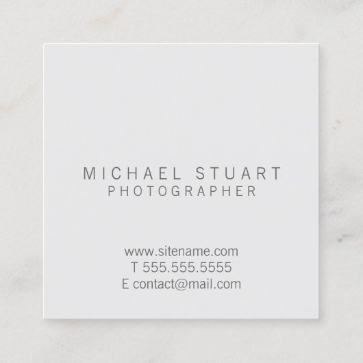 Modern Elegant White Marble Monogram Vierkante Visitekaartje (Achterkant)