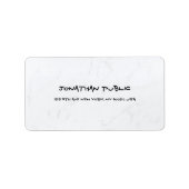 Modern Elegant White Marble Simple Plain Address Etiket (Voorkant)