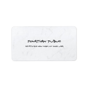 Modern Elegant White Marble Simple Plain Address Etiket