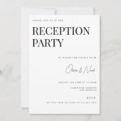 Modern & Elegant White Reception Invitation Kaart (Voorkant)
