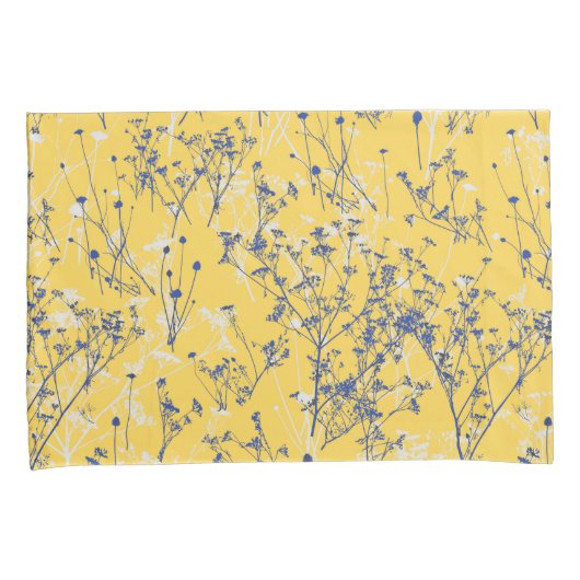 Modern Elegant Wildbloemen op Mustard Yellow Kussensloop (Voorkant-Rechts)