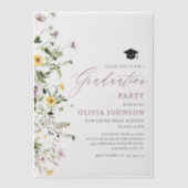 Modern Elegant Wildflower Afstudeerfeest Vellum Uitnodigingen (Voorkant)