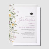 Modern Elegant Wildflower Afstudeerfeest Vellum Uitnodigingen (Offset)