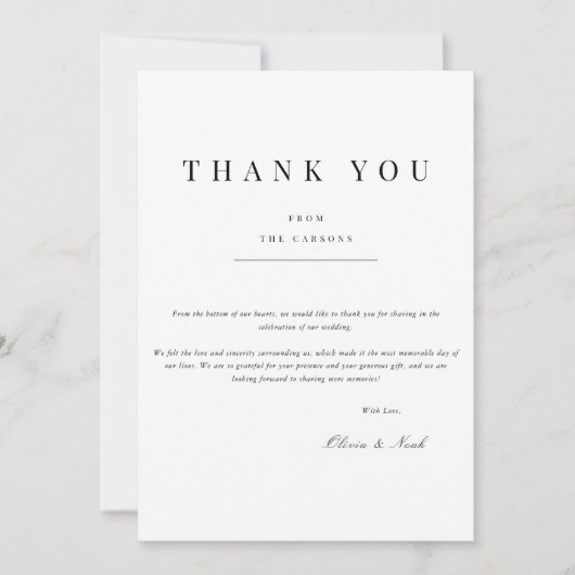 Modern & Elegant Wit Dank u Kaart (Voorkant)
