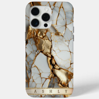 Modern Elegant Wit Goud Marmer iPhone 15 Pro Max Hoesje