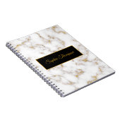 Modern Elegant Wit Goud Marmeren Naam - Notitieboe Notitieboek (Rechterzijde)