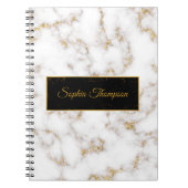 Modern Elegant Wit Goud Marmeren Naam - Notitieboe Notitieboek (Voorkant)