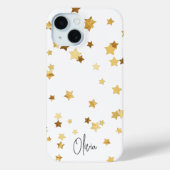 Modern Elegant Wit Goud Sterren Script w / Naam Case-Mate iPhone Case (Achterkant)