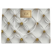 Modern Elegant Wit Leer Tufted Gold Groot Cadeauzakje (Voorkant)