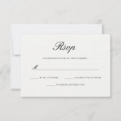 Modern Elegant Wit Zwart Bruiloft RSVP (Voorkant)